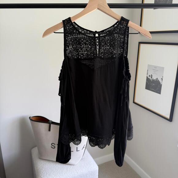 Great condition! Express Off the Shoulder Long Sleeve Lace Blouse - Picture 1 of 3